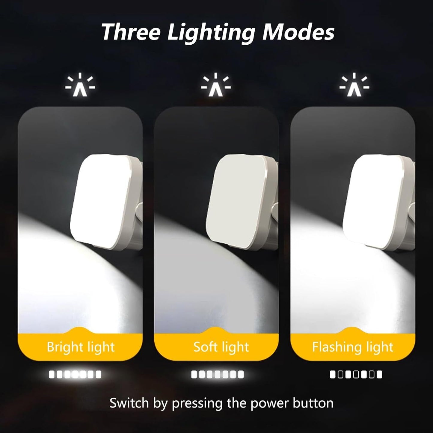 2-Pack LED Night & Emergency Lights - Mini Portable with 3 Modes for Home, Bedrooms, Power Outages & Backup, V1107-CAMPING LIGHTS