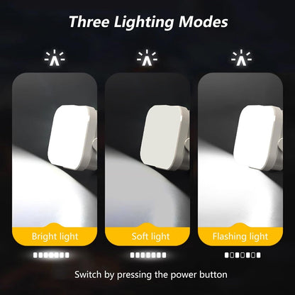 2-Pack LED Night & Emergency Lights - Mini Portable with 3 Modes for Home, Bedrooms, Power Outages & Backup, V1107-CAMPING LIGHTS