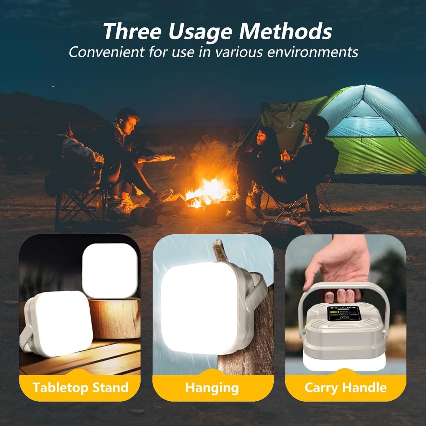 2-Pack LED Night & Emergency Lights - Mini Portable with 3 Modes for Home, Bedrooms, Power Outages & Backup, V1107-CAMPING LIGHTS