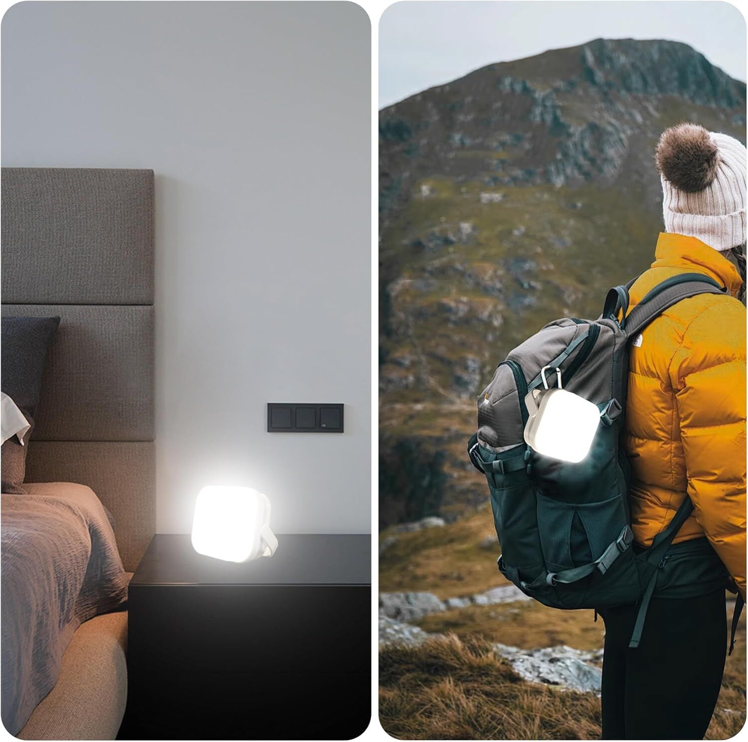 2-Pack LED Night & Emergency Lights - Mini Portable with 3 Modes for Home, Bedrooms, Power Outages & Backup, V1107-CAMPING LIGHTS