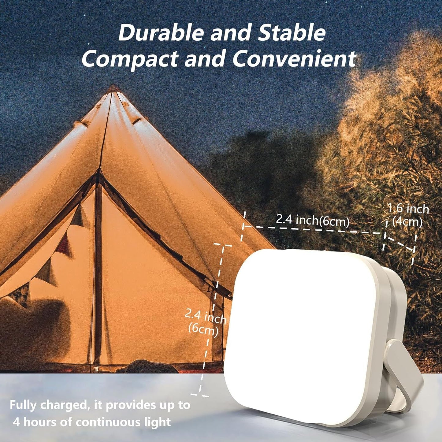 2-Pack LED Night & Emergency Lights - Mini Portable with 3 Modes for Home, Bedrooms, Power Outages & Backup, V1107-CAMPING LIGHTS