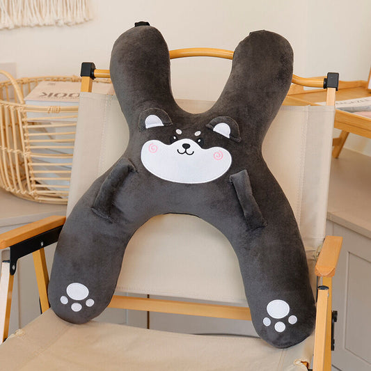 Christmas gift for kids-Kids Travel Pillow, Ergonomic Plush Support for Car Rides, Comfortable Sleep V1107-CAR-MOUNTED CHILD PILLOW-BLACK DOG