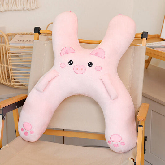 Christmas gift for kids-Kids Travel Pillow, Ergonomic Plush Support for Car Rides, Comfortable Sleep V1107-CAR-MOUNTED CHILD PILLOW-PINK PIG