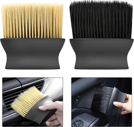 Yellow & Black Car Detailing Brush Set (2-Pack): Soft Bristle Dust Cleaners for Air Vents, Dashboard & Home V1107-CAR DETAILING BRUSH SET