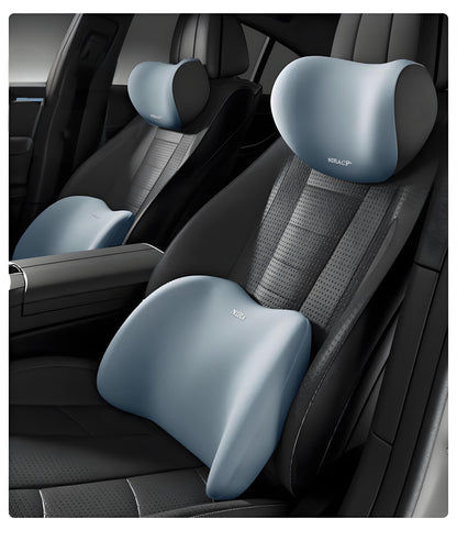 Christmas gift Car Headrest & Lumbar Support Set, Ergonomic Plush Cushion for Driver & Passenger, Comfort & V1107-CAR HEADREST AND LUMBAR SUPPORT SET-BLUE