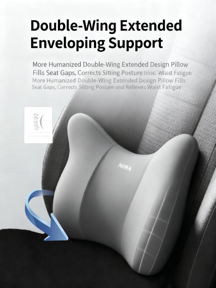 Christmas gift Car Headrest & Lumbar Support Set, Ergonomic Plush Cushion for Driver & Passenger, Comfort & V1107-CAR HEADREST AND LUMBAR SUPPORT SET-BLUE