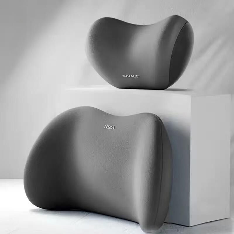 Christmas gift Car Headrest & Lumbar Support Set, Ergonomic Plush Cushion for Driver & Passenger, Comfort & V1107-CAR HEADREST AND LUMBAR SUPPORT SET-BLUE