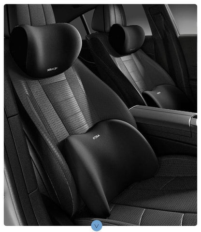 Christmas gift Car Headrest & Lumbar Support Set, Ergonomic Plush Cushion for Driver & Passenger, Comfort & V1107-CAR HEADREST AND LUMBAR SUPPORT SET-BROWN