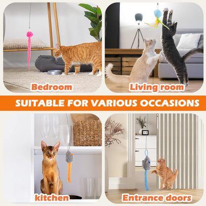 Rechargeable Electric Cat Teaser with Remote: Interactive 2-Mode Door Clip Toy for Australian Cats' Exercise V1107-CAT TEASER WITH REMOTE
