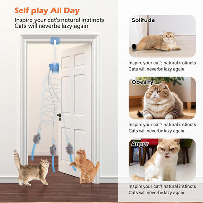 Rechargeable Electric Cat Teaser with Remote: Interactive 2-Mode Door Clip Toy for Australian Cats' Exercise V1107-CAT TEASER WITH REMOTE
