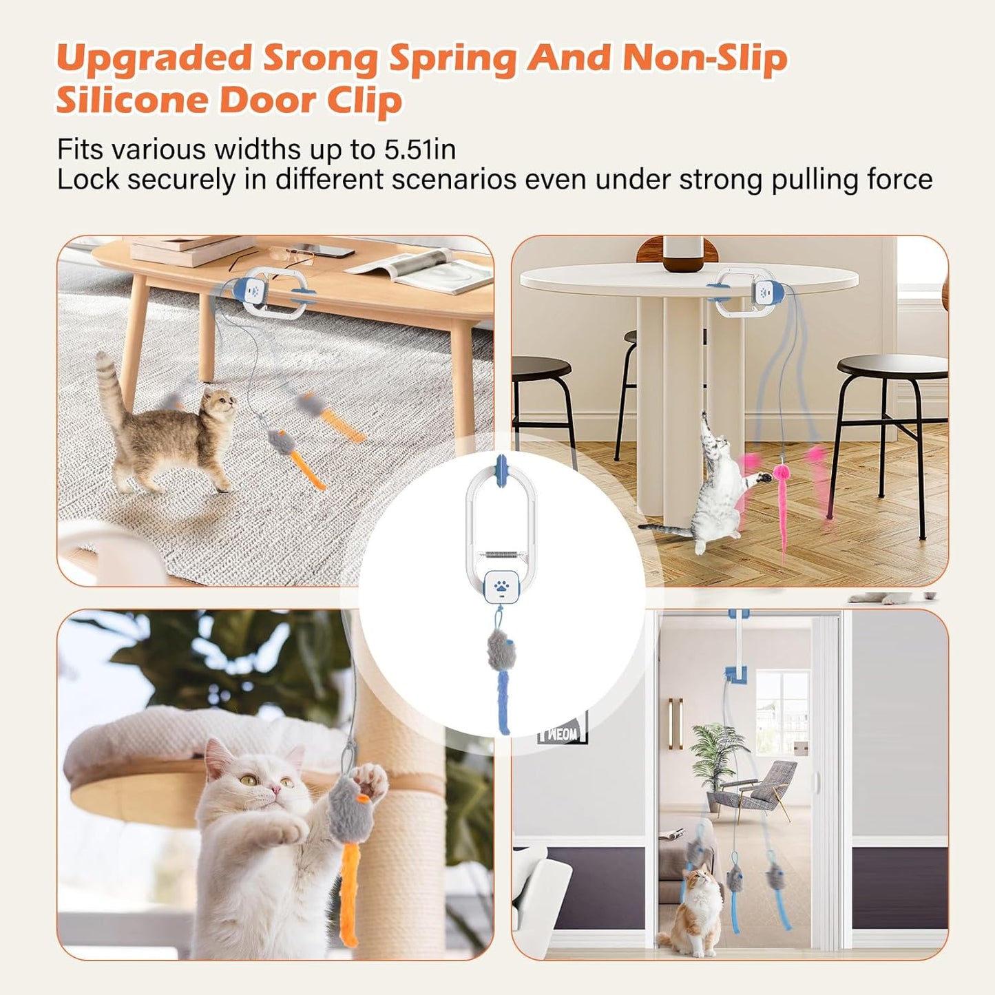 Rechargeable Electric Cat Teaser with Remote: Interactive 2-Mode Door Clip Toy for Australian Cats' Exercise V1107-CAT TEASER WITH REMOTE