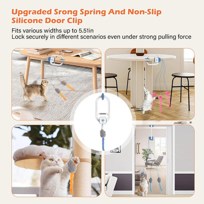 Rechargeable Electric Cat Teaser with Remote: Interactive 2-Mode Door Clip Toy for Australian Cats' Exercise V1107-CAT TEASER WITH REMOTE