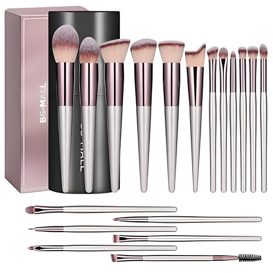 Champagne Gold Makeup Brush Set (18-Piece): Professional, Cruelty-Free for Foundation, Blush & Eyeshadow, V1107-CHAMPAGNE GOLD MAKEUP BRUSH SET