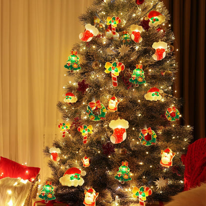 6M 40-LED Christmas Fairy String Lights: Santa/Snowman/Wreath Battery-Powered Warm White Decor for Home/Party V1107-CHRISTMAS FAIRY STRING LIGHTS1