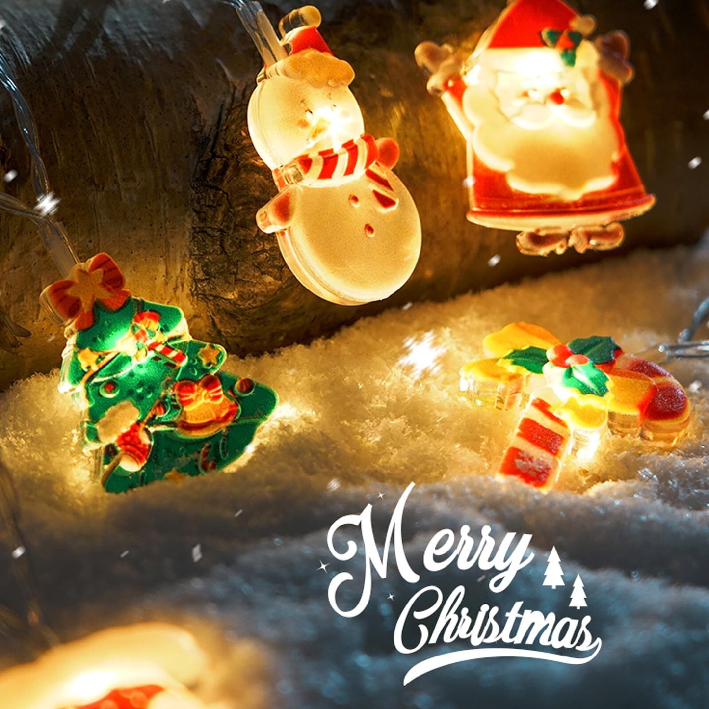 6M 40-LED Christmas Fairy String Lights: Santa/Snowman/Wreath Battery-Powered Warm White Decor for Home/Party V1107-CHRISTMAS FAIRY STRING LIGHTS1