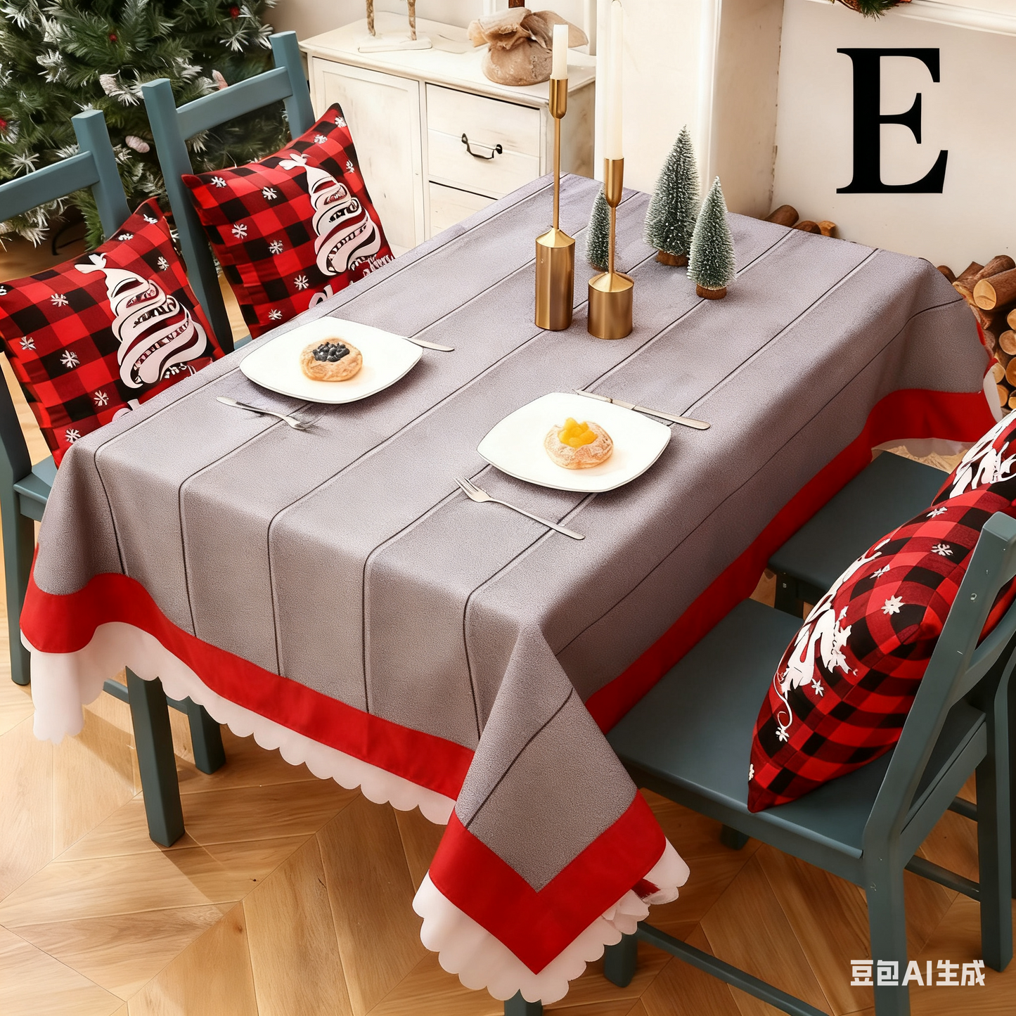 Christmas gift Christmas Tablecloth - Festive 180x150cm Table Cover for Holiday Dining & Home Decor(D) V1107-CHRISTMAS TABLECLOTH-D