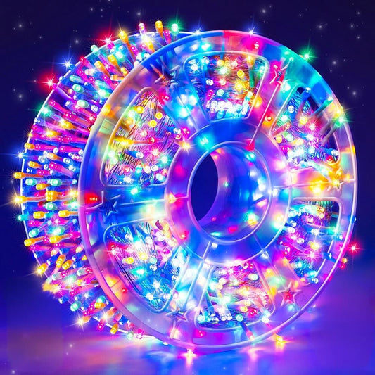 300 LED Colorful Fairy String Lights, 9m Green Wire, Battery-Operated, IP44 Waterproof with Timer for V1107-COLORFUL FAIRY STRING LIGHTS1
