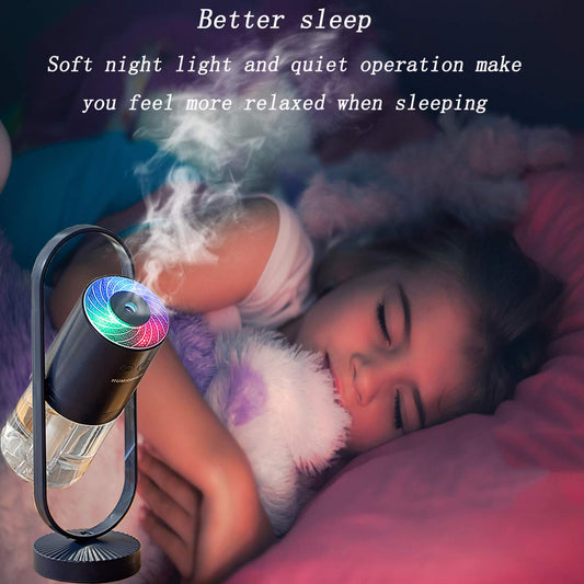 Portable Mini Humidifier with 7-Color LED Star Projector - USB Powered Desk Air Moisturizer for Baby Room, V1107-CS-360XZJSQSL
