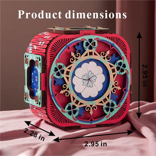 3D Wooden Music Box with LED Light - DIY Mechanical Puzzle Kit, Handcrafted Jewelry Storage, Romantic Gift V1107-CS-3DYYH