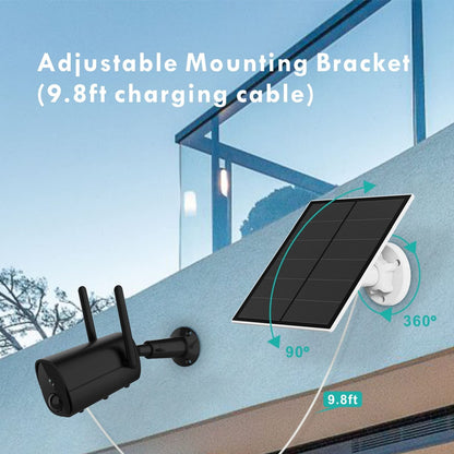 2-Pack 5W Solar Panel for Outdoor Security Camera - 5V USB Charger with 9.8ft Cable, IP65 Waterproof, V1107-CS-5WGFB2
