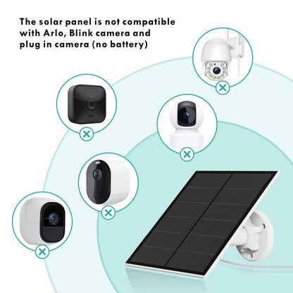 3-Pack 5W Solar Panel for Outdoor Security Camera - 5V USB Charger with 9.8ft Cable, IP65 Waterproof, V1107-CS-5WGFB3