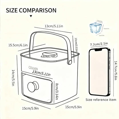 Portable Ice Cube Maker with Storage Drawer - BPA-Free, 48-Cube Capacity, Push-Release Tray & Transparent Lid V1107-CS-AYBKMJB
