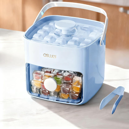 Portable Ice Cube Maker with Storage Drawer - BPA-Free, 48-Cube Capacity, Push-Release Tray & Transparent Lid V1107-CS-AYBKMJL