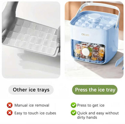 Portable Ice Cube Maker with Storage Drawer - BPA-Free, 48-Cube Capacity, Push-Release Tray & Transparent Lid V1107-CS-AYBKMJL