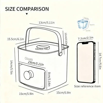 Portable Ice Cube Maker with Storage Drawer - BPA-Free, 48-Cube Capacity, Push-Release Tray & Transparent Lid V1107-CS-AYBKMJL