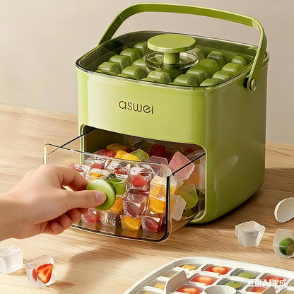 Portable Ice Cube Maker with Storage Drawer - BPA-Free, 48-Cube Capacity, Push-Release Tray & Transparent Lid V1107-CS-AYBKMJLV