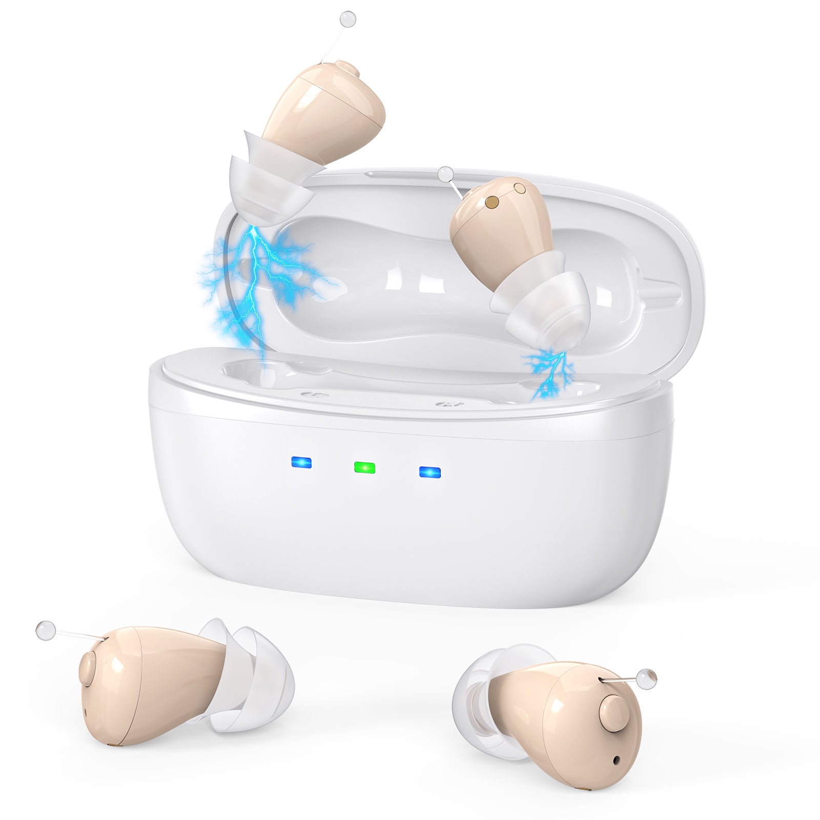 Rechargeable Behind-the-Ear Hearing Aids with Charging Case - Compact Sound Amplifier for Adults & Seniors V1107-CS-BCFS605