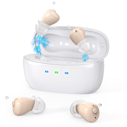 Rechargeable Behind-the-Ear Hearing Aids with Charging Case - Compact Sound Amplifier for Adults & Seniors V1107-CS-BCFS605