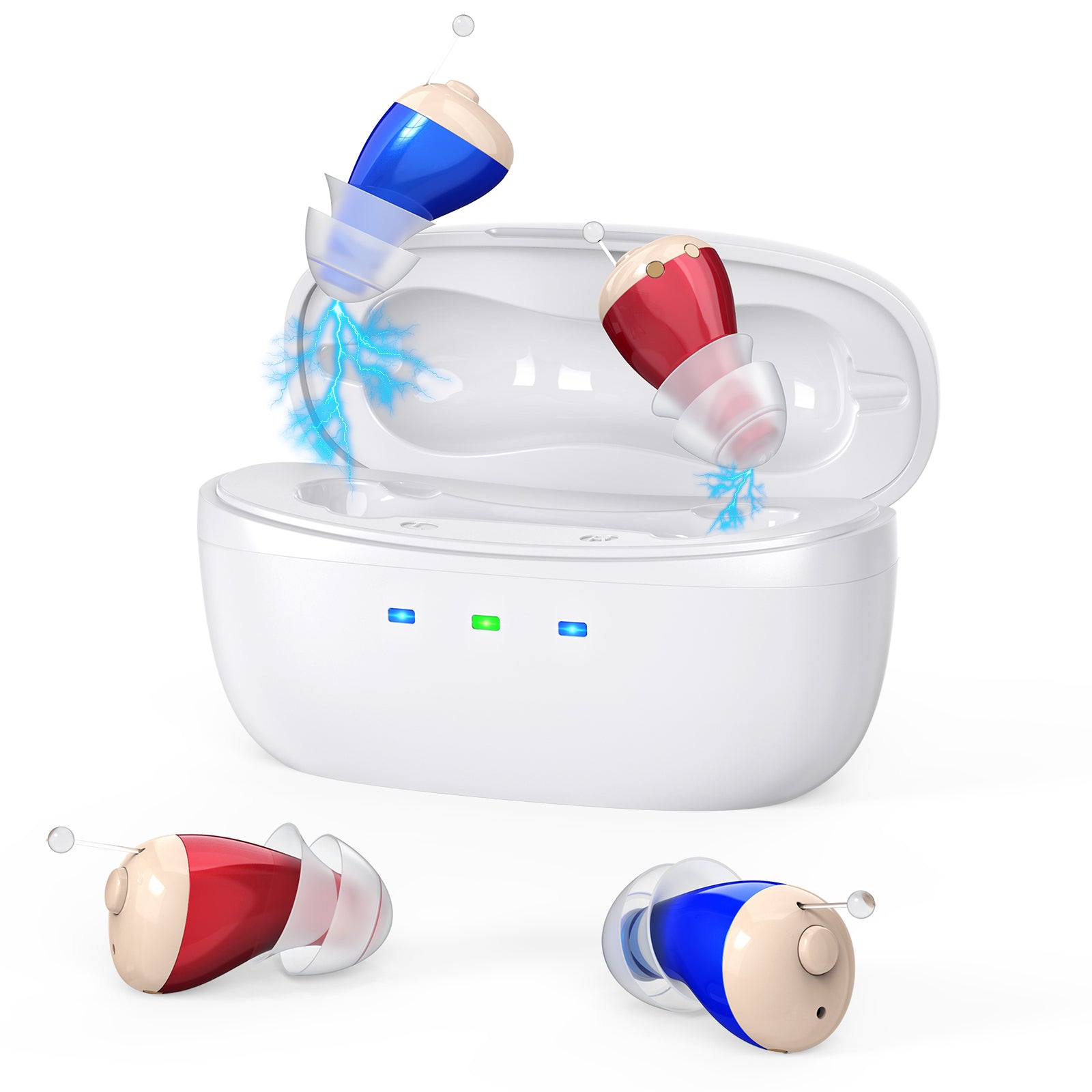 Rechargeable Behind-the-Ear Hearing Aids with Charging Case - Compact Sound Amplifier for Adults & Seniors V1107-CS-BCHL605