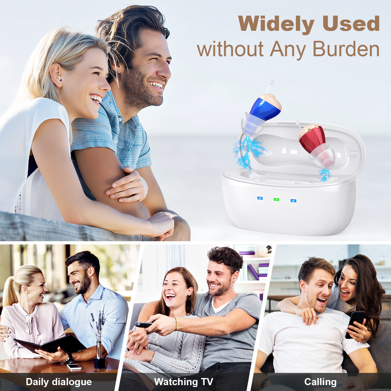 Rechargeable Behind-the-Ear Hearing Aids with Charging Case - Compact Sound Amplifier for Adults & Seniors V1107-CS-BCHL605