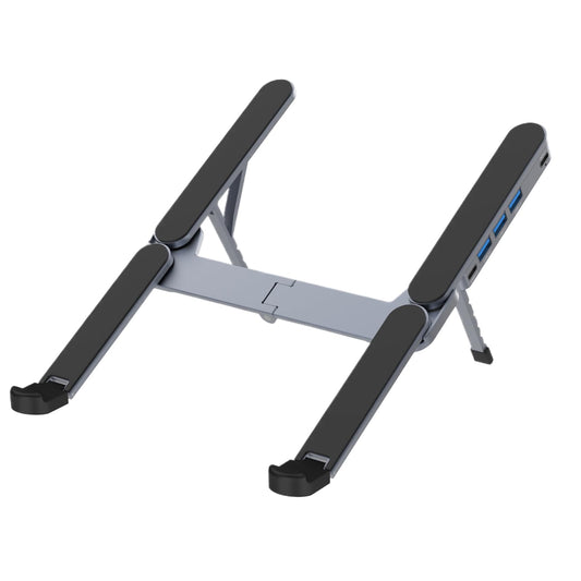 Adjustable Laptop Stand with USB Hub - Aluminum Foldable Riser for Home Office, Gaming, Travel & Business V1107-CS-BJBDNZJ