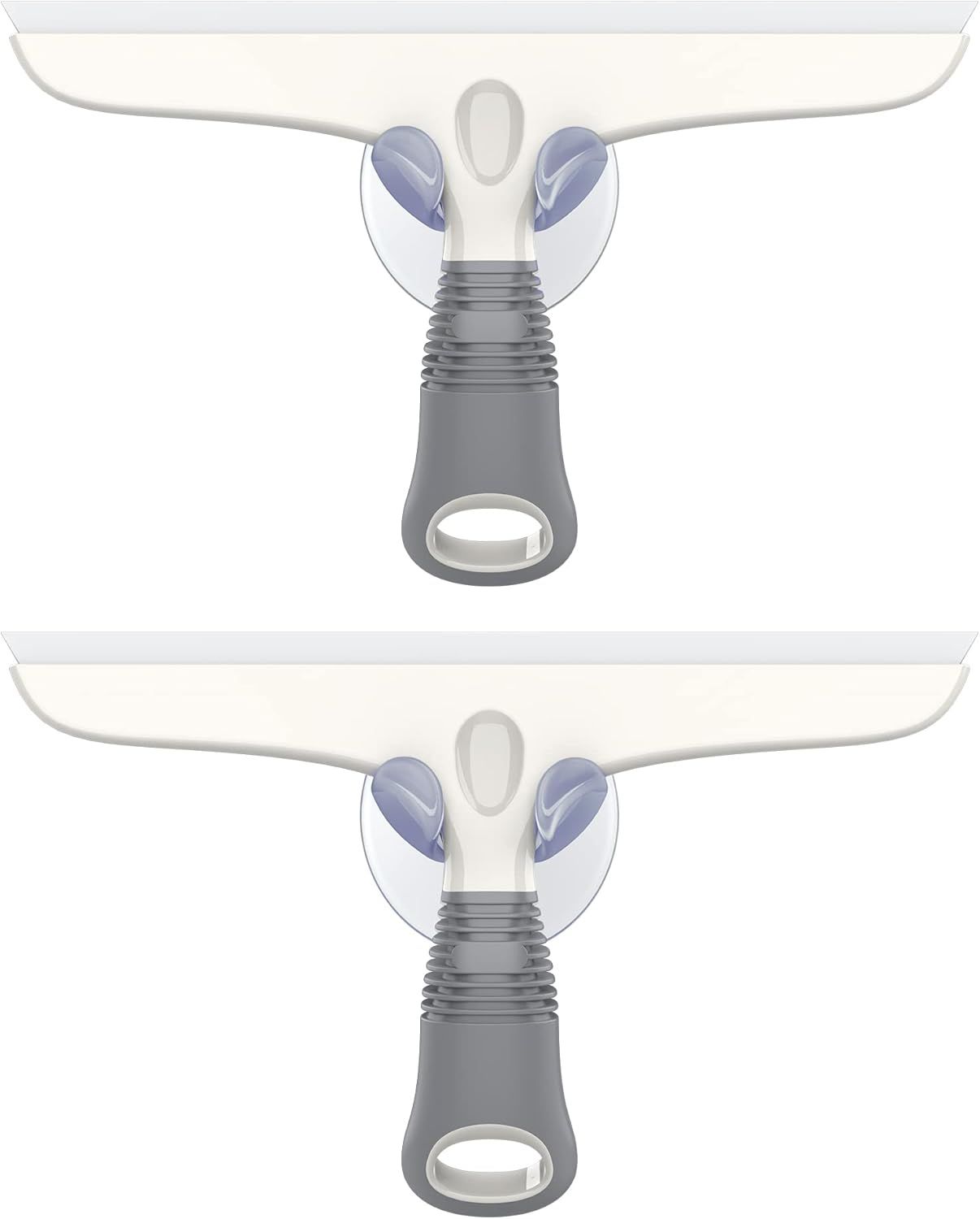 2-Pack Glass Squeegees with Suction Mounts-Ergonomic Handle, Wide Blade for Windows, Shower Doors & V1107-CS-BLGSC2