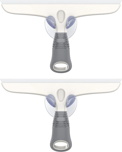 2-Pack Glass Squeegees with Suction Mounts-Ergonomic Handle, Wide Blade for Windows, Shower Doors & V1107-CS-BLGSC2