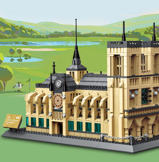 Notre-Dame Cathedral of Paris Mini Building Blocks Model - Iconic Gothic Landmark for Home Display, V1107-CS-BLSMYMX