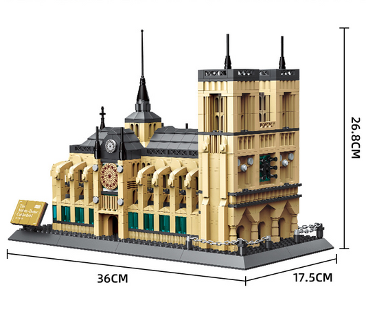 Notre-Dame Cathedral of Paris Mini Building Blocks Model - Iconic Gothic Landmark for Home Display, V1107-CS-BLSMYMX