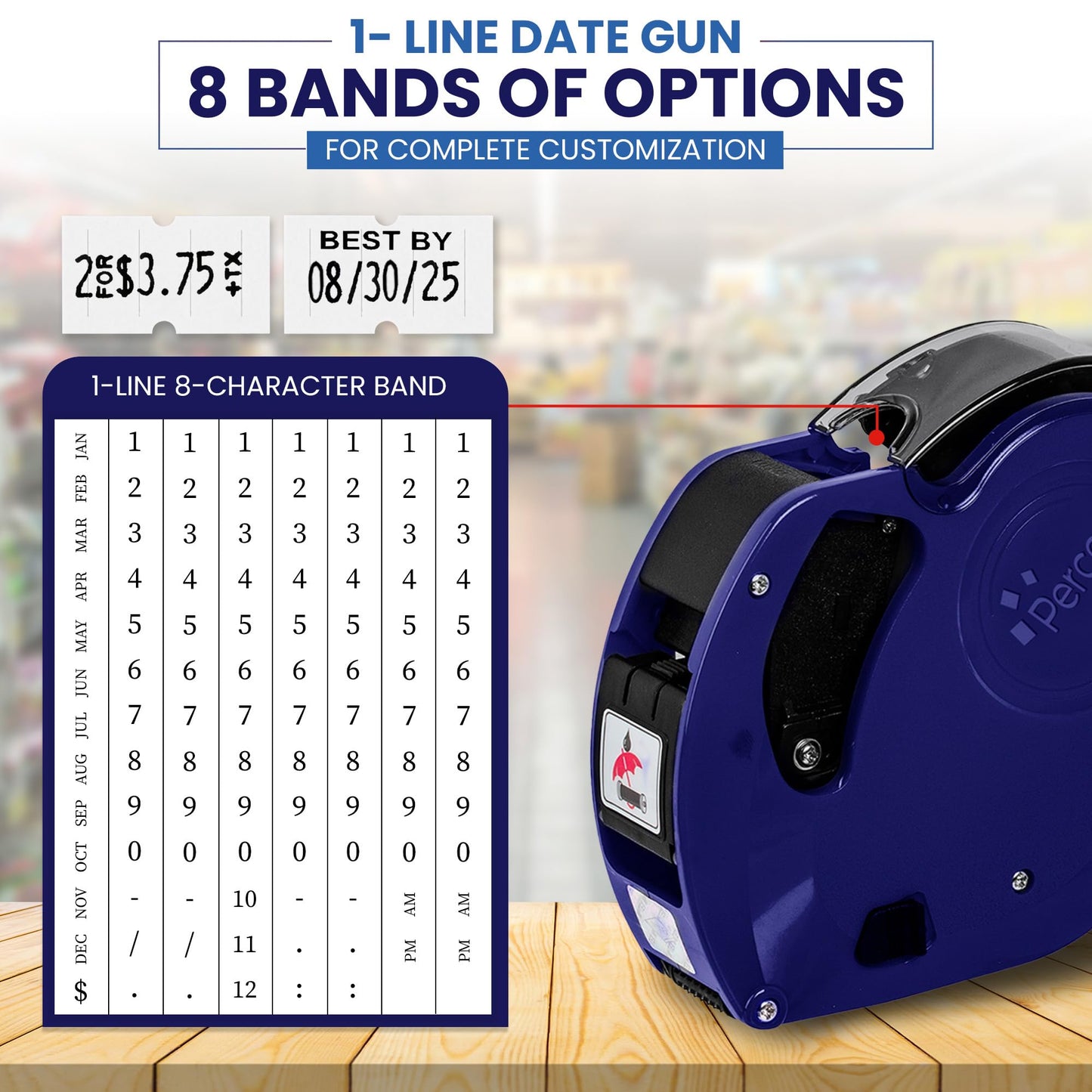 8-Digit Price Label Gun with 6 Rolls of Labels & 2 Ink Cartridges - Date Coding Machine for Retail, Grocery, V1107-CS-BQJ