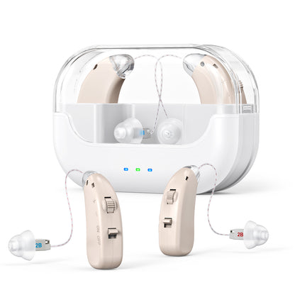 Rechargeable Hearing Amplifier with Charging Case - Compact Sound Enhancer for Daily Use, Noise Reduction & V1107-CS-BTFS905
