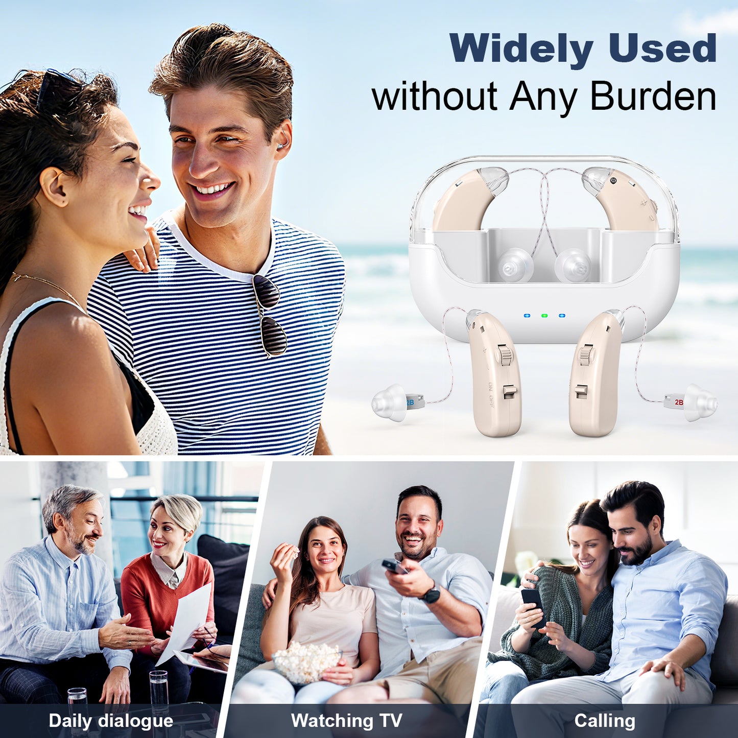 Rechargeable Hearing Amplifier with Charging Case - Compact Sound Enhancer for Daily Use, Noise Reduction & V1107-CS-BTFS905