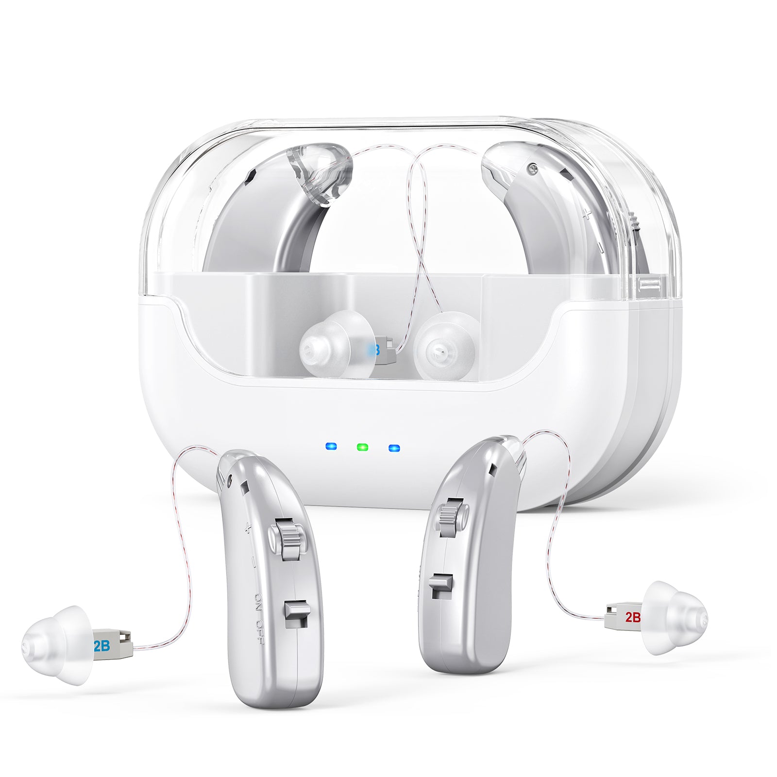 Rechargeable Hearing Amplifier with Charging Case - Compact Sound Enhancer for Daily Use, Noise Reduction & V1107-CS-BTYS905