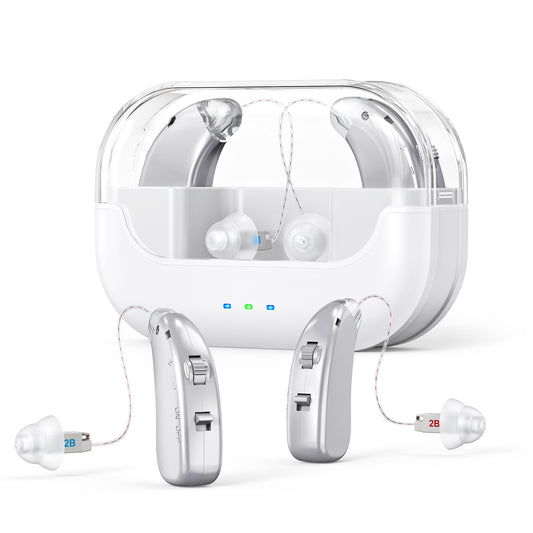 Rechargeable Hearing Amplifier with Charging Case - Compact Sound Enhancer for Daily Use, Noise Reduction & V1107-CS-BTYS905