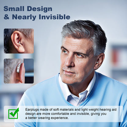 Rechargeable Hearing Amplifier with Charging Case - Compact Sound Enhancer for Daily Use, Noise Reduction & V1107-CS-BTYS905