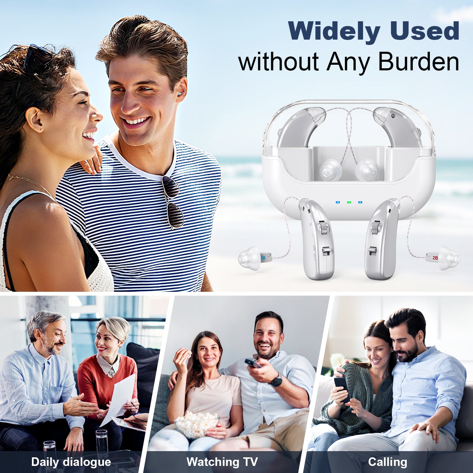 Rechargeable Hearing Amplifier with Charging Case - Compact Sound Enhancer for Daily Use, Noise Reduction & V1107-CS-BTYS905