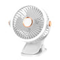 Mini Clip-on Fan with LED Light - USB Rechargeable, 360 degrees Rotatable, 5-Speed Cooling for Desk, Bed, V1107-CS-BXFS