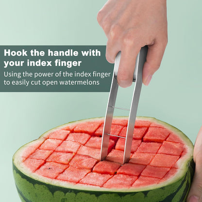 Stainless Steel Watermelon Cube Cutter Slicer, Ergonomic Handle Fruit Dicer for Kitchen and Outdoor Picnics V1107-CS-BXGQXGD