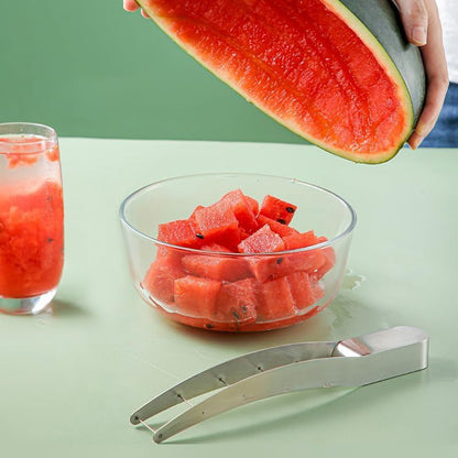 Stainless Steel Watermelon Cube Cutter Slicer, Ergonomic Handle Fruit Dicer for Kitchen and Outdoor Picnics V1107-CS-BXGQXGD