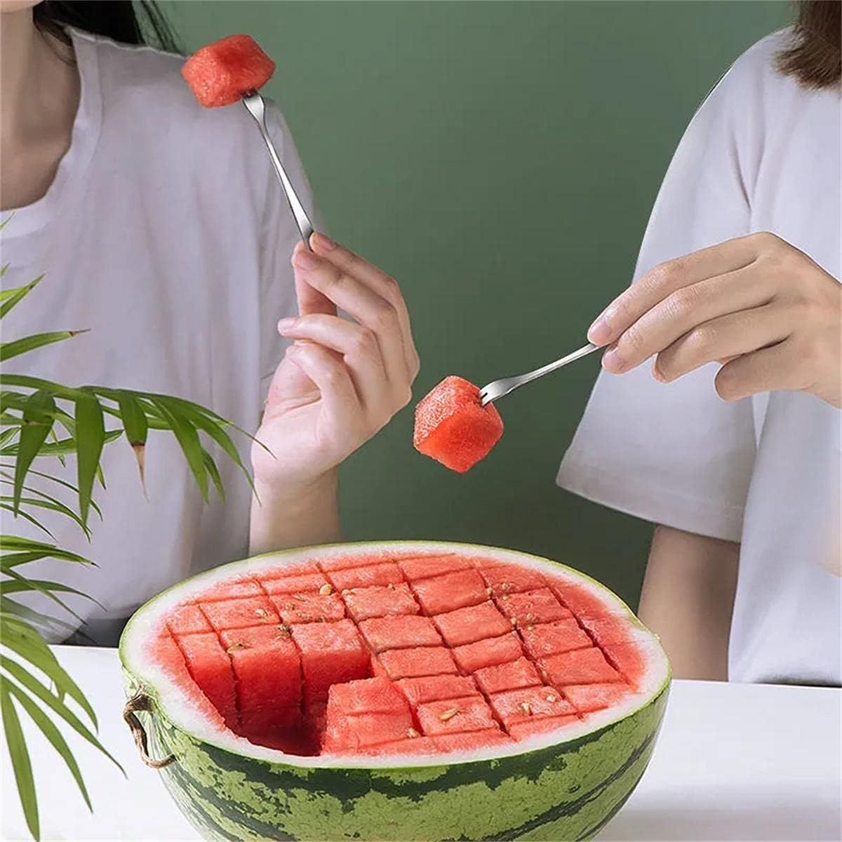 Stainless Steel Watermelon Cube Cutter Slicer, Ergonomic Handle Fruit Dicer for Kitchen and Outdoor Picnics V1107-CS-BXGQXGD